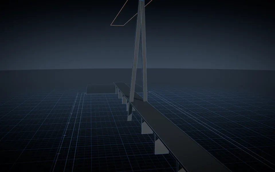 Analysis model of the cable-stayed system