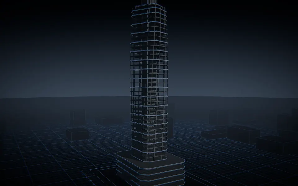 Structural frame during construction